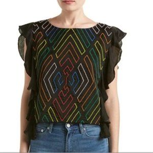 Piper by Townsen black rainbow Bima boxy cropped top